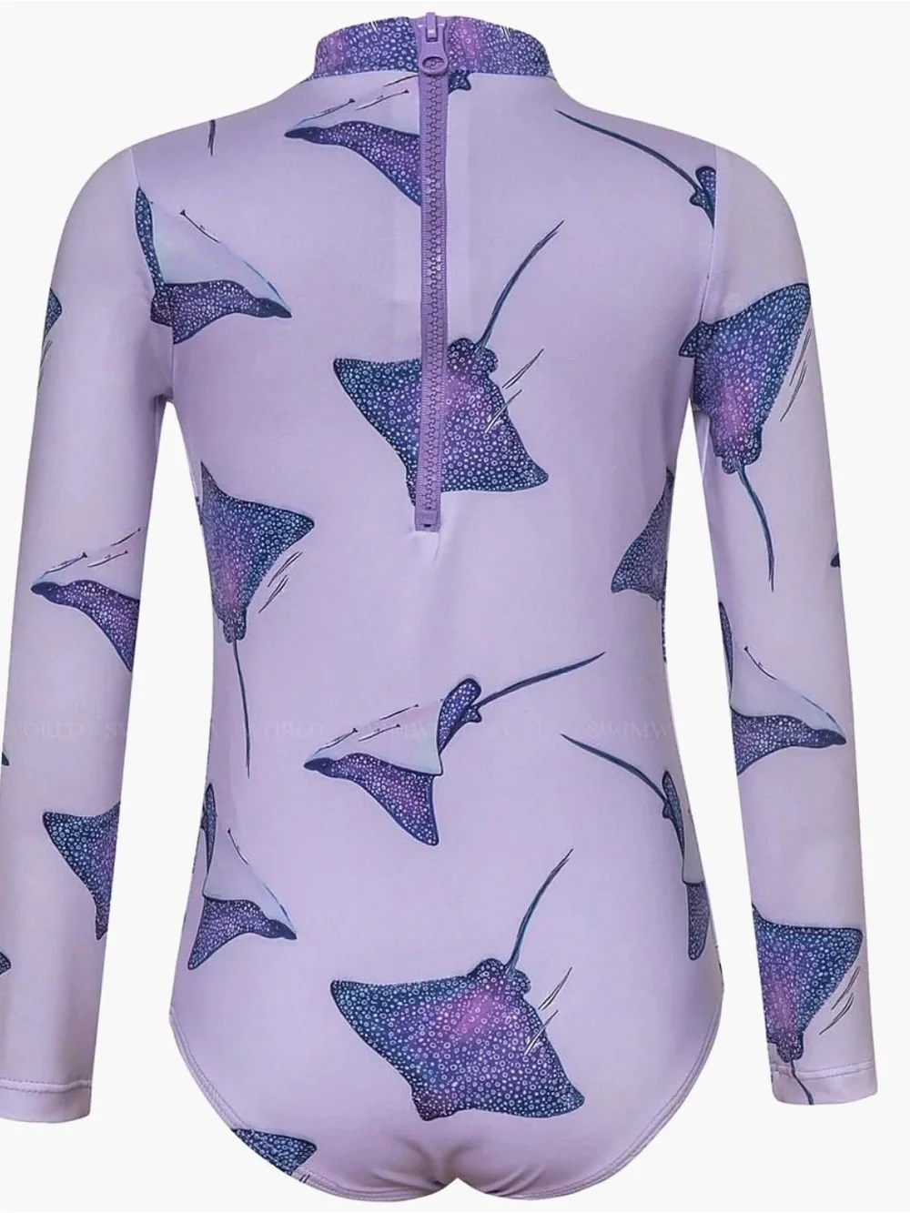 Pepita & me.   Kids Long Sleeve Swim One-Piece in Light Purple with Ray Print
